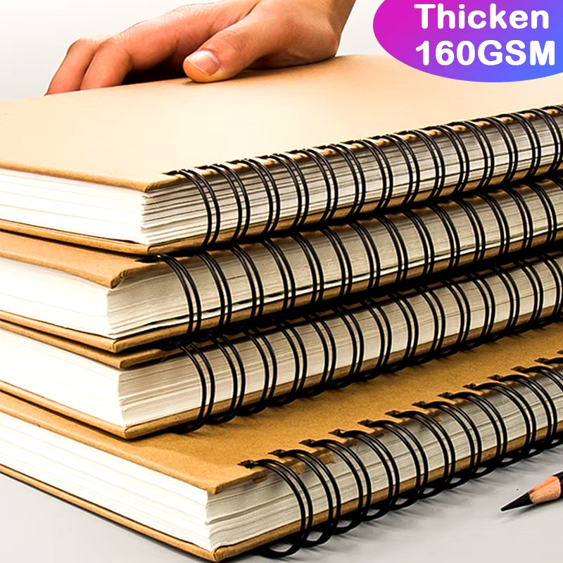 Professional Sketchbook Thick Paper Spiral Notebook Art School Supplies Pencil Drawing Notepad Stationery Cute Gel Pens Pencil