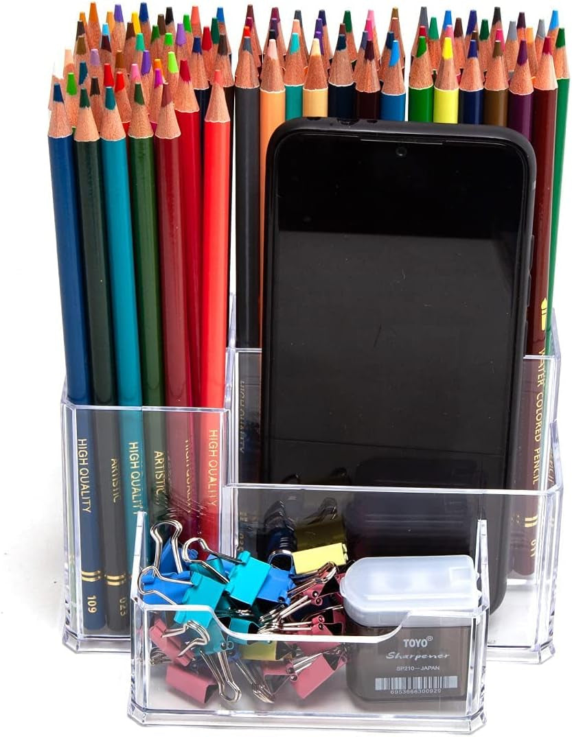 Pen Holder Cute Desk Organizer, Pencils Markers Sticky Notes Stationery Art Supplies Organizer Caddy for Home Office School Desktop