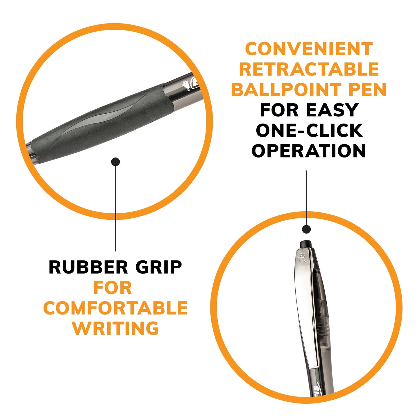Glide Retractable Ballpoint Black Pens, Medium Point, 1.0 Mm, Black Ink, Pack of 4