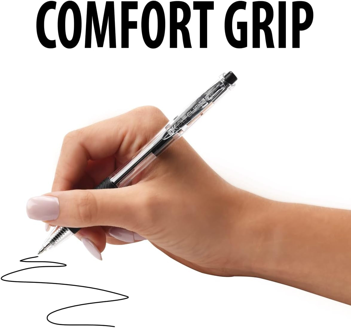 Clipclicks Retractable Ballpoint Pens - Bulk 1.0-Mm Medium-Point Pen Set with Comfort Grip for School, Office, Writing, and Journaling, 50 Count, Black