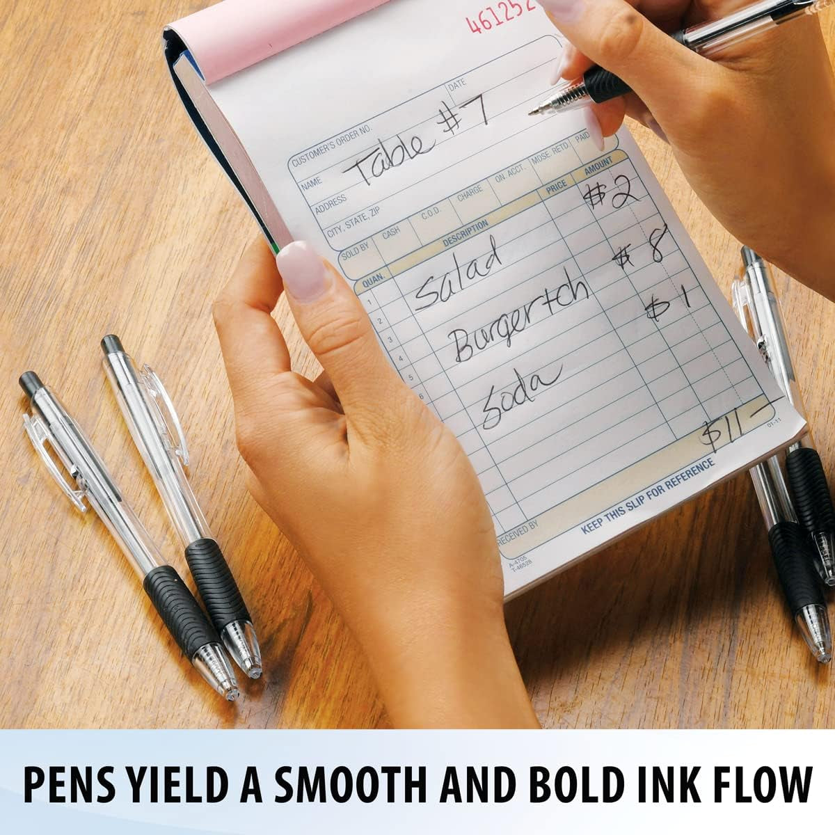 Clipclicks Retractable Ballpoint Pens - Bulk 1.0-Mm Medium-Point Pen Set with Comfort Grip for School, Office, Writing, and Journaling, 50 Count, Black