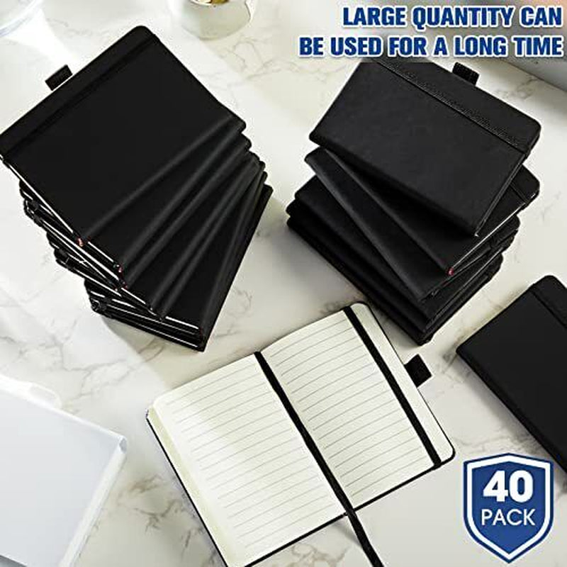 Pack Pocket Notebook Journals A6 Mini Hardcover Journal PU Leather 40 Black