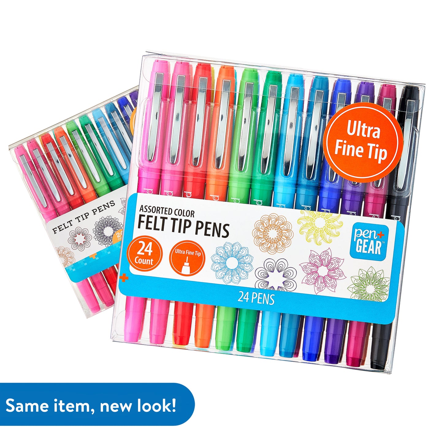 Felt-Tip Pens, Ultra Fine, Assorted Colors, 24 Count