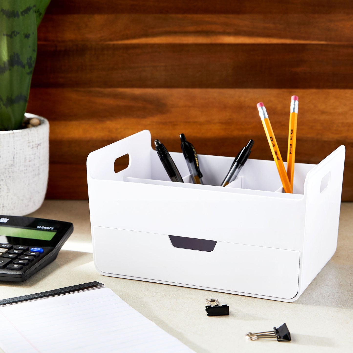 Plastic Desktop Caddy Organizer, White