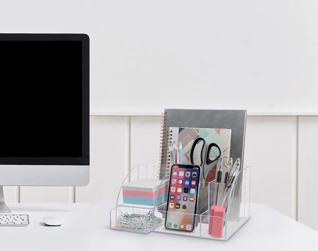 Clear Desk Organizer Acrylic for Home Office and School Supplies and Accessories