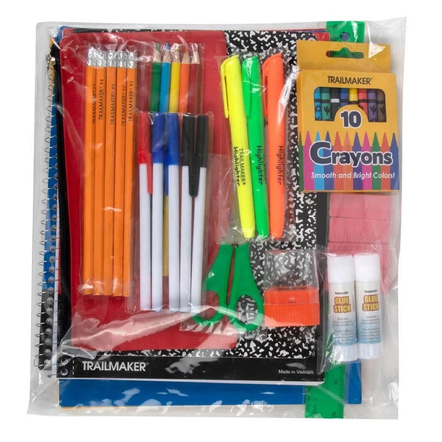 2355525 School Supply Kit, Assorted Color - 45 Piece - Case of 12