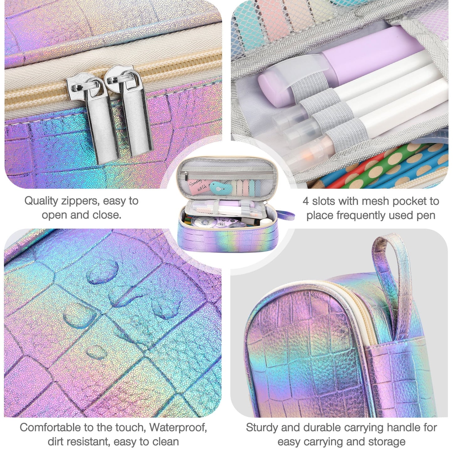 Pencil Case Large Capacity Pencil Pouch Handheld Pen Bag, Purple Pencil Case for Girls , Character Group Pencil Box for Kids School Supplies