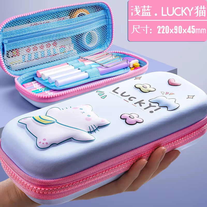 Kawaii Pencil Case Cute Cat Pencilcases Estuche Estojo Escolar Papeleria Piornik Stationery Licorne Etui Trousse Ecole
