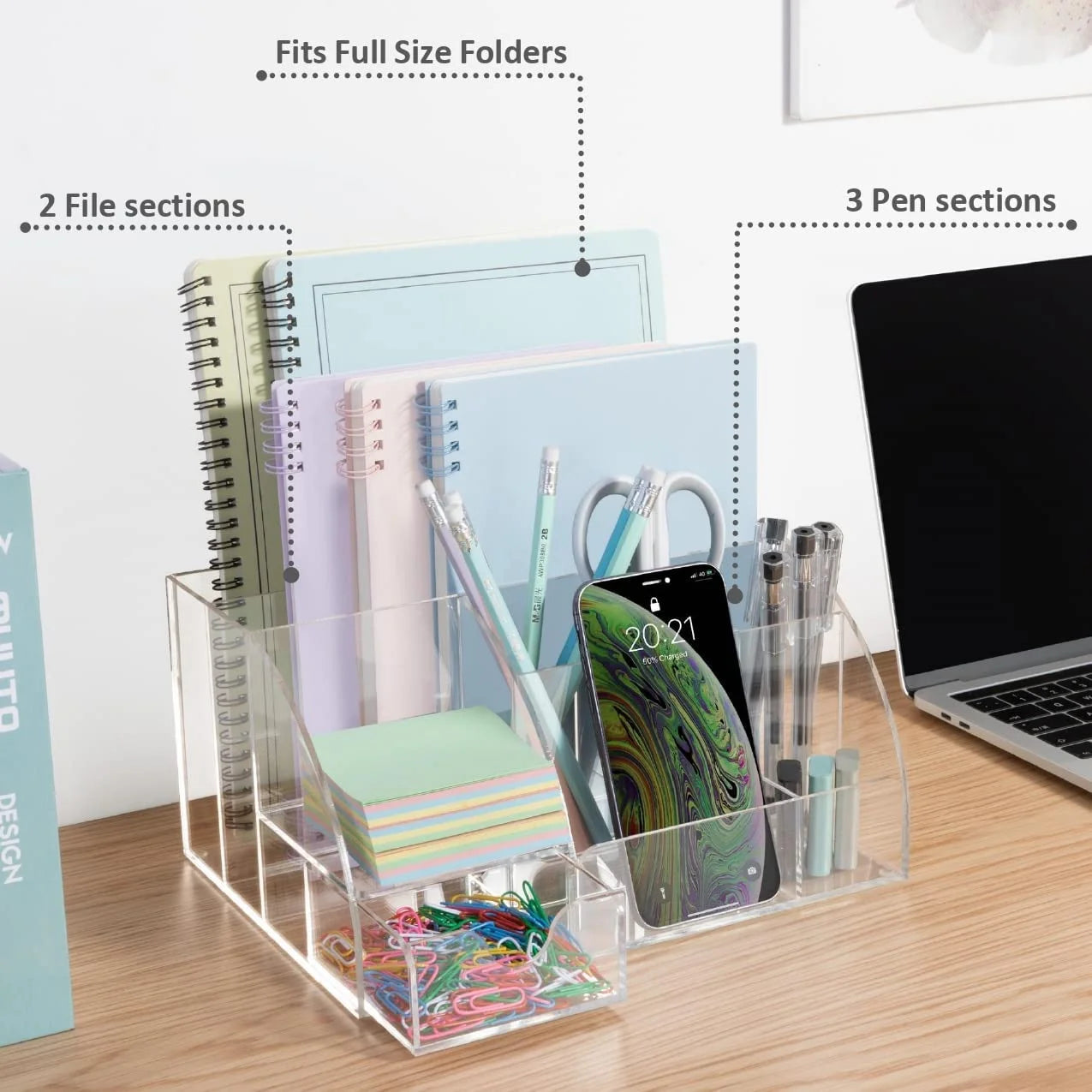 Clear Desk Organizer Acrylic for Home Office and School Supplies and Accessories