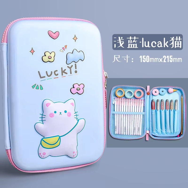 Kawaii Pencil Case Cute Cat Pencilcases Estuche Estojo Escolar Papeleria Piornik Stationery Licorne Etui Trousse Ecole