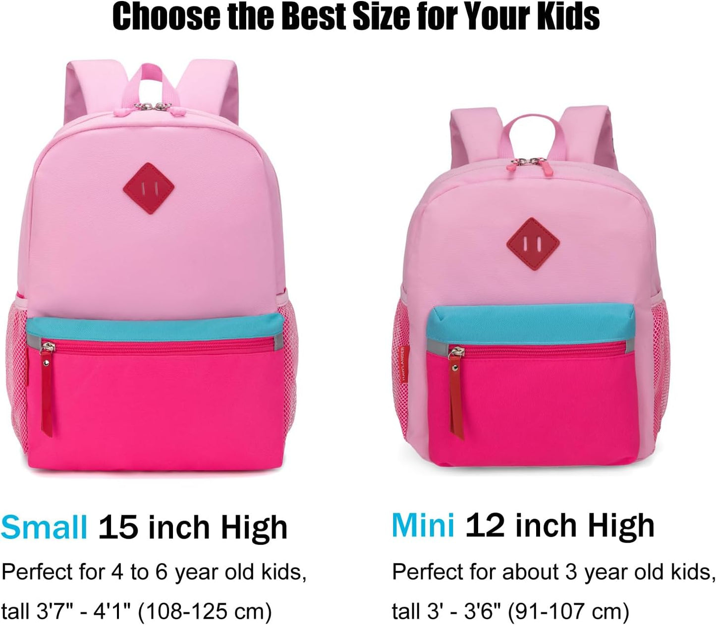 Preschool Backpack for Toddler Girls, Kids School Bag, Ages 3 to 7 Years Old, Small, Pink