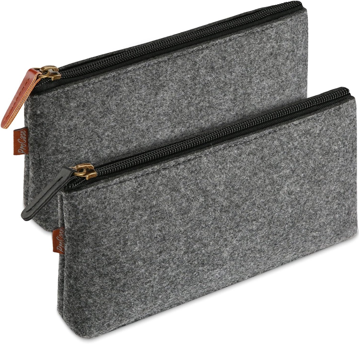 2 Pack Pencil Bag Pen Case, Felt Students Stationery Pouch Zipper Bag for Pens, Pencils, Highlighters, Gel Pen, Markers, Eraser and Other School Supplies