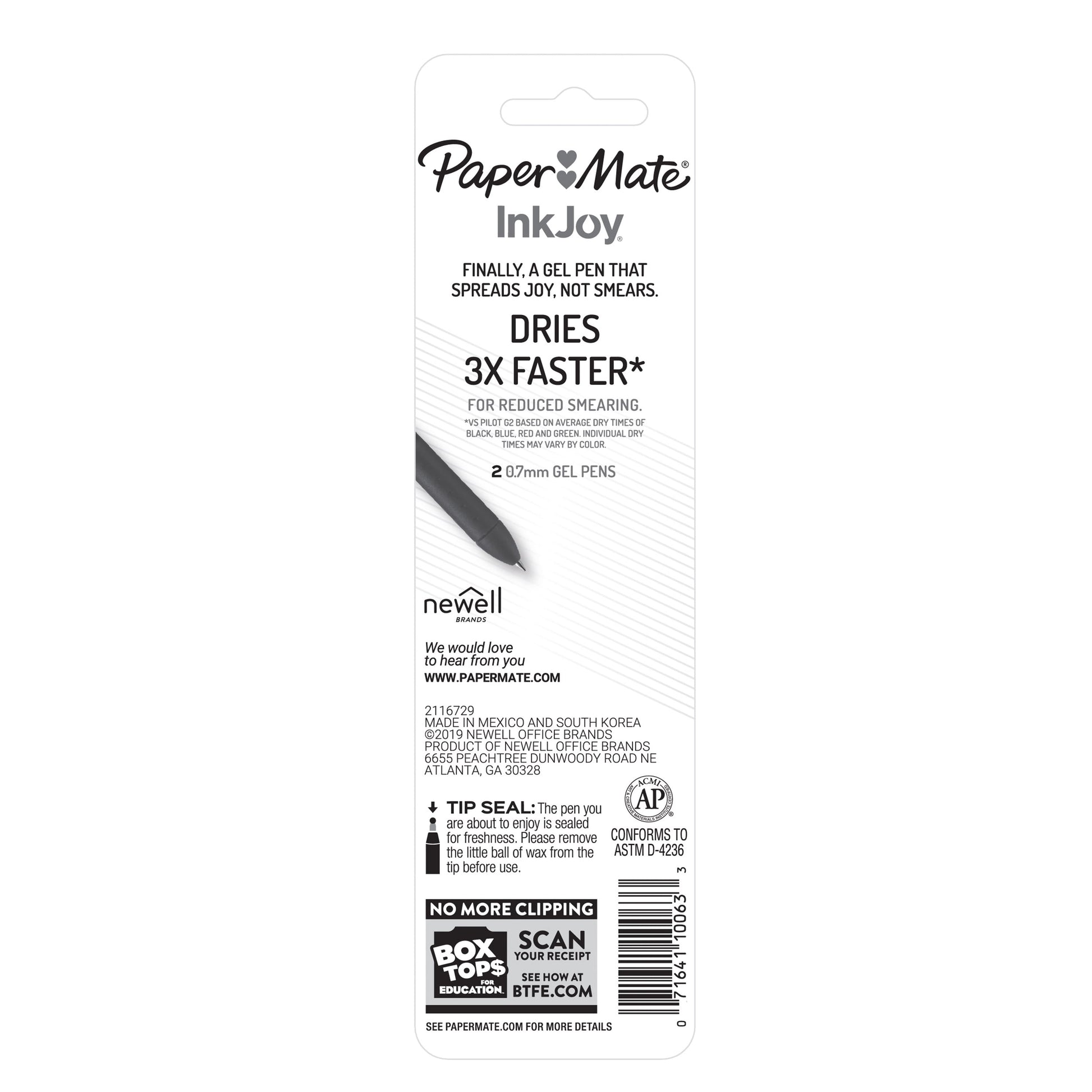 Paper Mate Inkjoy Retractable Gel Pens, Medium Point, Black, 2 Count