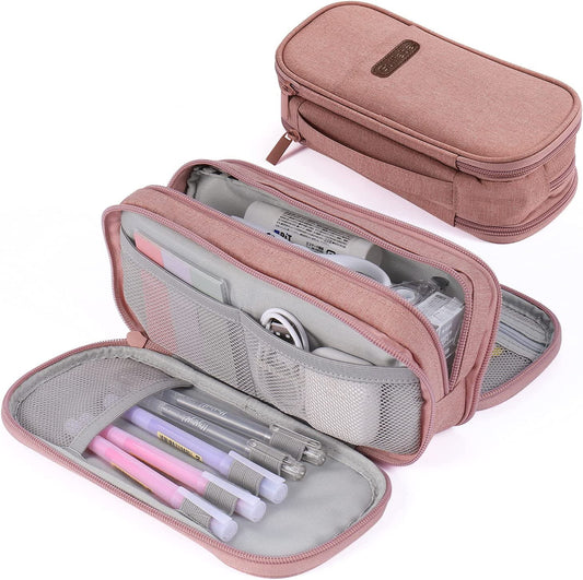 Portable Pencil Case with Large Capacity, Pink