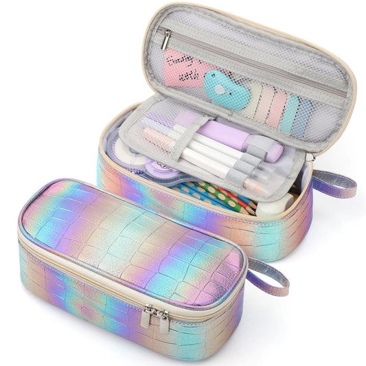 Pencil Case Large Capacity Pencil Pouch Handheld Pen Bag, Purple Pencil Case for Girls , Character Group Pencil Box for Kids School Supplies
