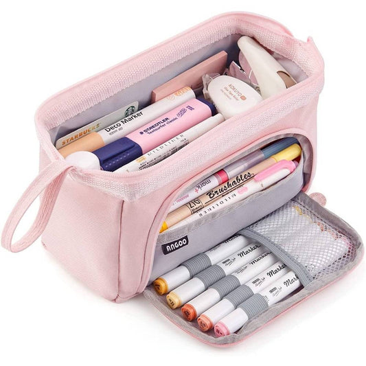 Pencil Case,Large Capacity Pencil Pouch Handheld Pen Bag,School Supplies for Teen Girls，Pink