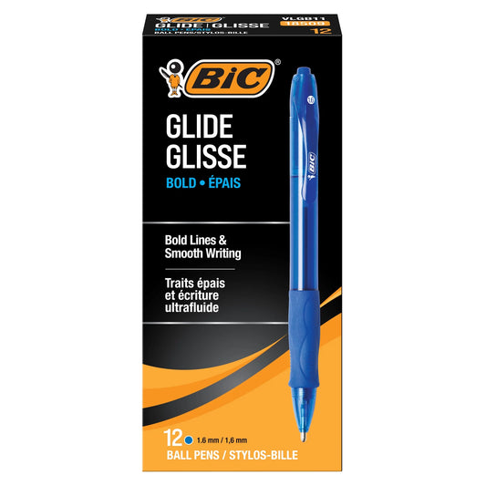 Glide Bold Retractable Ball Pen, Blue, 1.6Mm Bold Point, 12 Pack