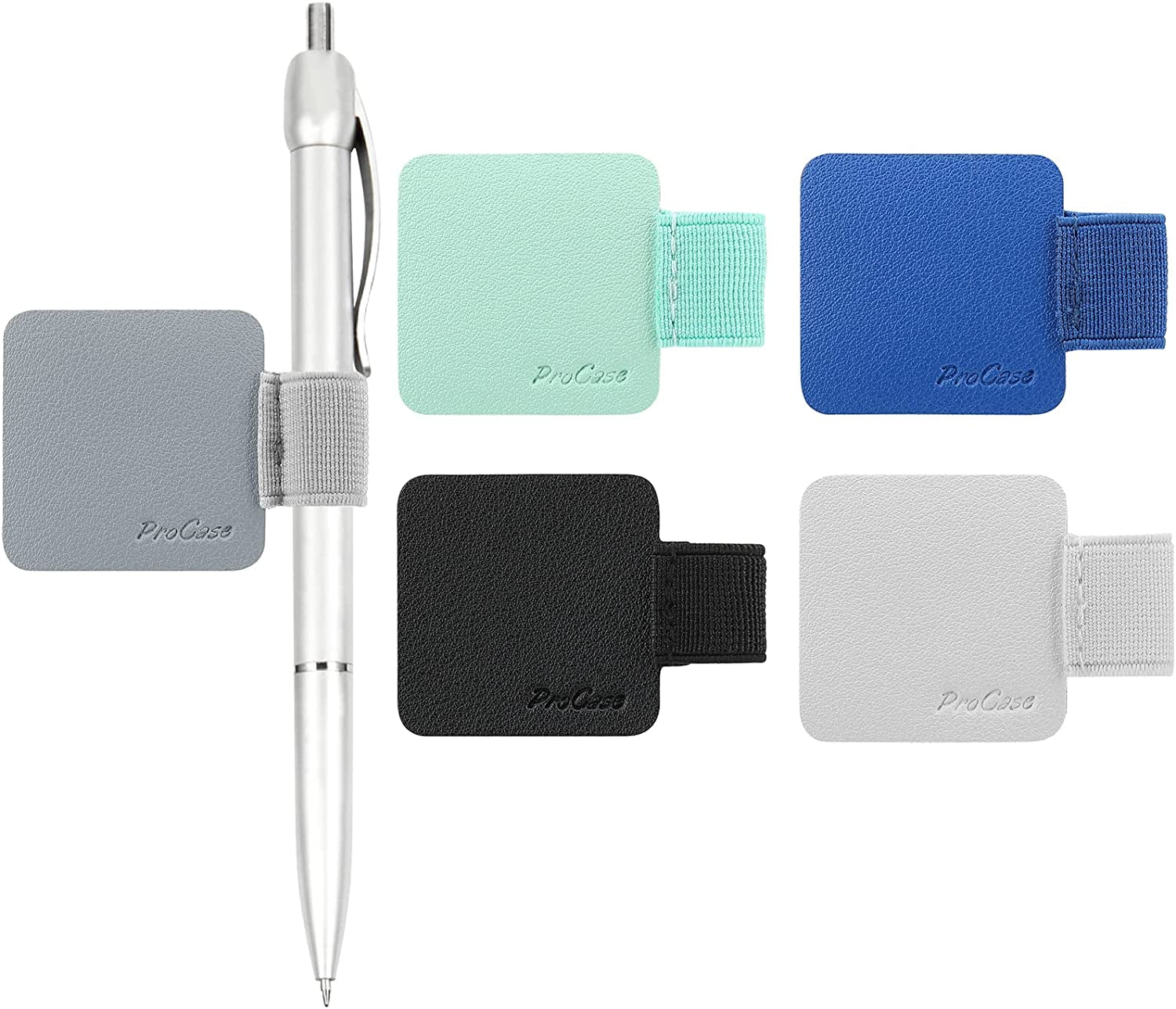 (5 Pack)  Pen Loop Holder for Notebooks Journals Planners Tablet Case, Self Adhesive Leather Pencil Holder with Elastic Loop for Pens, Apple Pencil, Stylus Pen -Assorted Colors