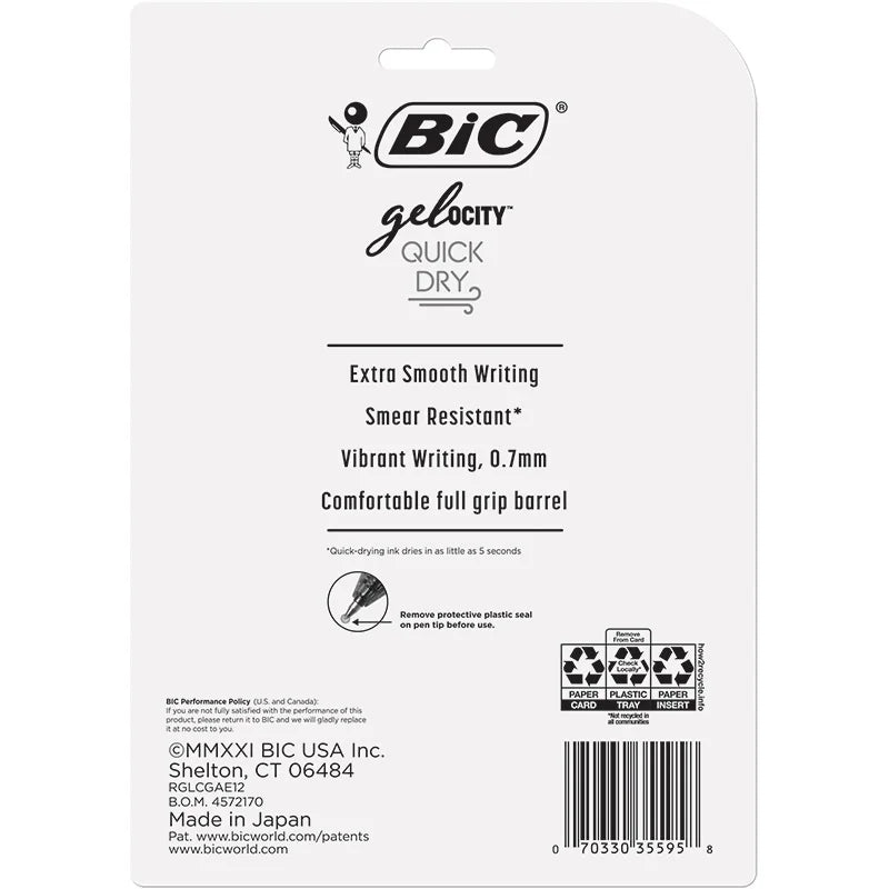 Gelocity Quick Dry Gel Pens, Medium Point (0.7Mm), Assorted Colors, 12-Count Pack