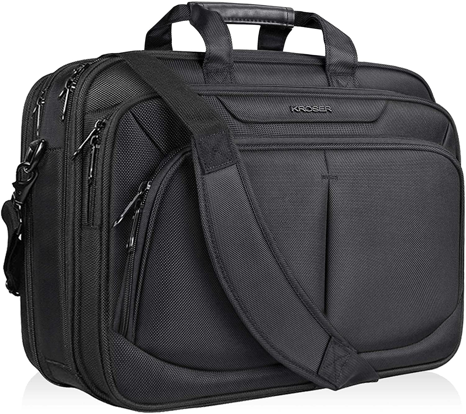 Laptop Bag for 17" Laptop Briefcase Water-Repellent Expandable Computer Bag Business Messenger Bag Shoulder Bag for School/Travel/Women/Men-Black