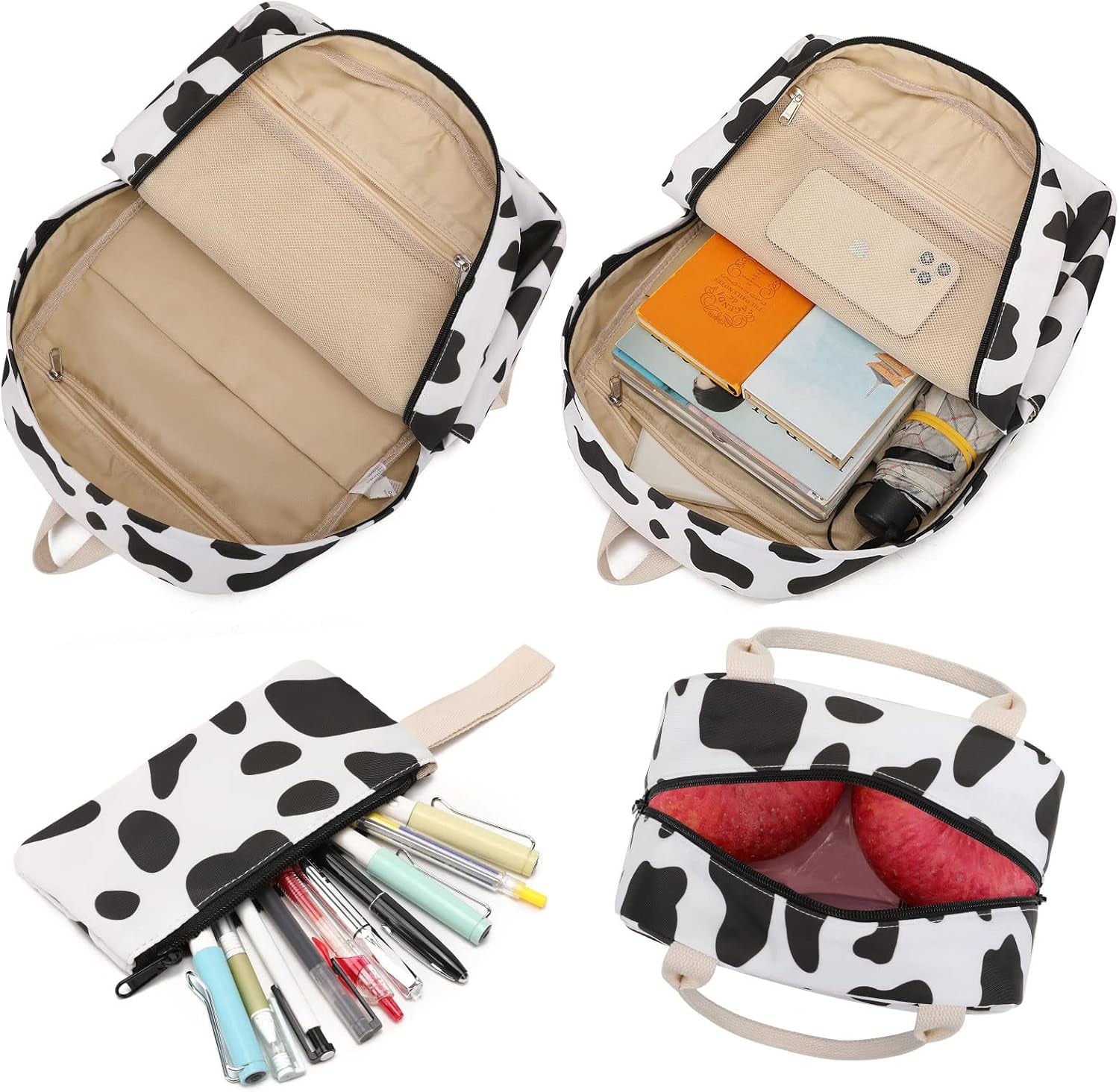 School Backpack for Teen Girls, Water Resistant Casual Daypack Laptop Backpack College Bookbag with Lunch Box and Pencil Case