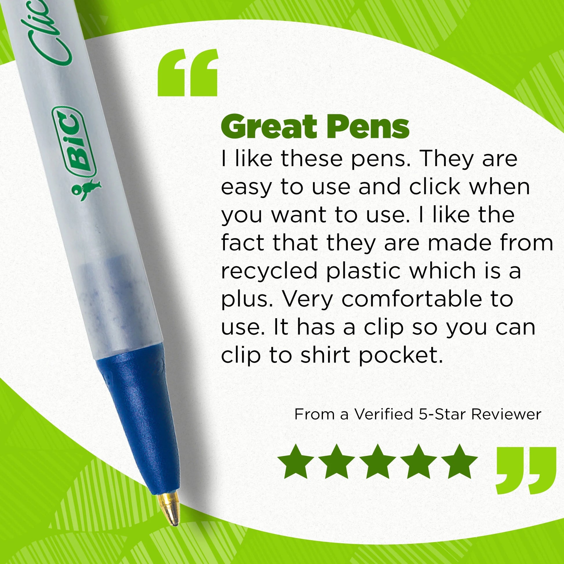 Ecolutions Clic Stic Ballpoint Pens, 78% Recycled Plastic, (1.0Mm), Blue, 12-Count
