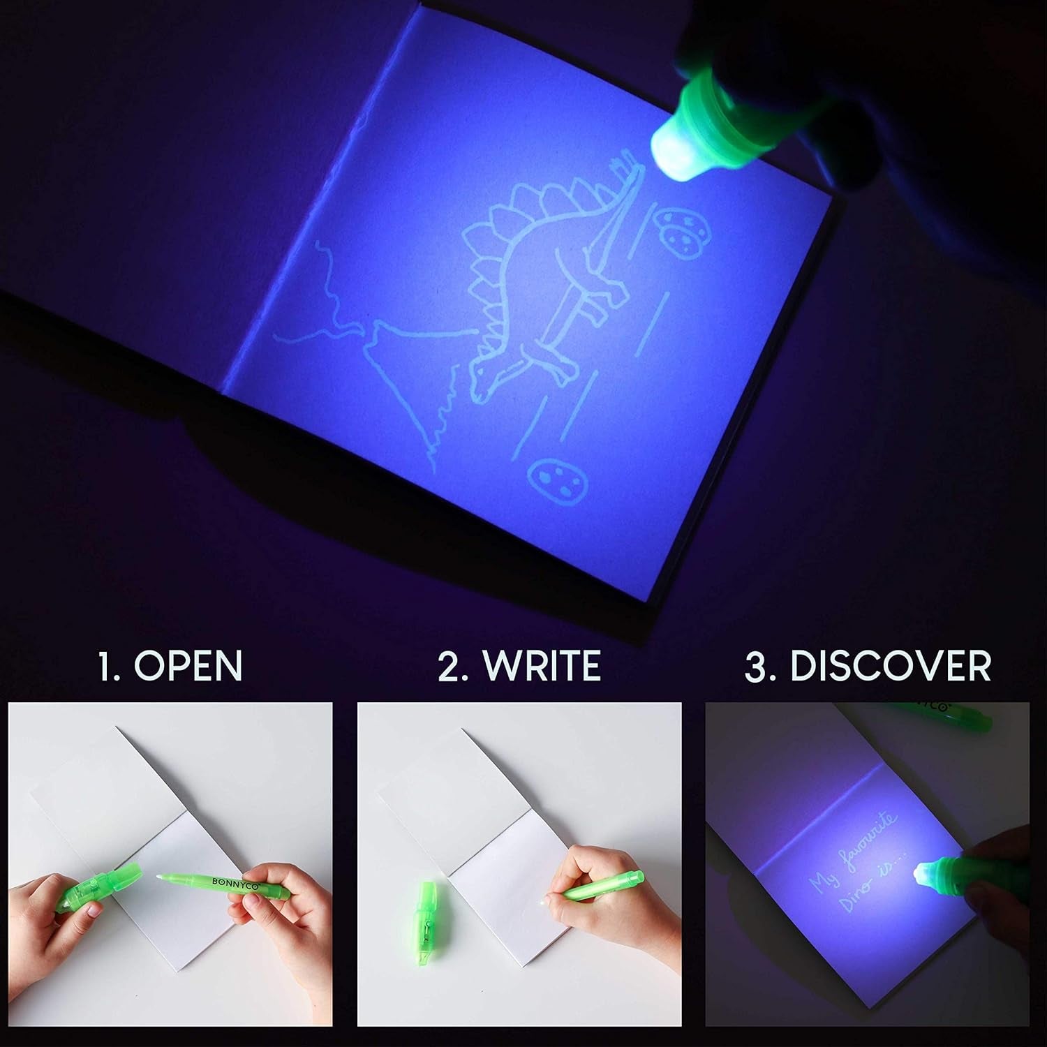 Invisible Ink Pen and Notebook Pack of 16 Dinosaur Party Favors for Kids | Spy Pen Dinosaur Birthday Party Supplies, Prizes for Kids | Magic Pen Birthday Party Favors, Prizes for Students