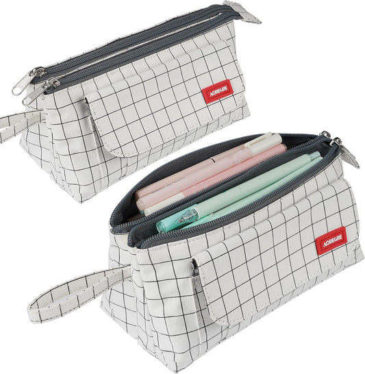 Pencil Case with Two Large Compartment Pockets Large Capacity Pencil Pouch Pencil Pouch Cosmetic Bag School Supplies Office Stationery Storage Gift for Students Girls Boys Adults Teenagers