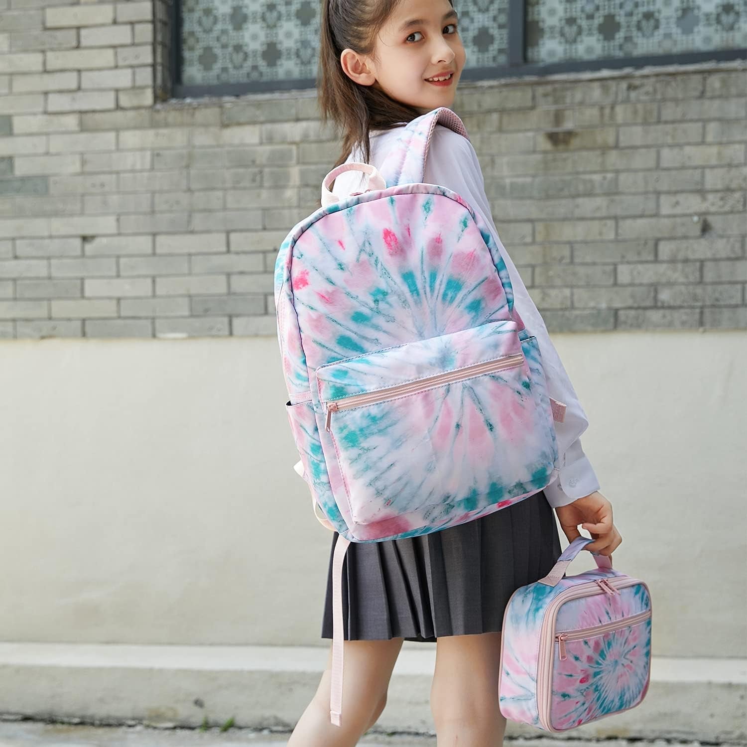 Lightweight Tie Dye School Backpacks for Teen Girls Backpack with Lunch Bag (A Tie Dye)