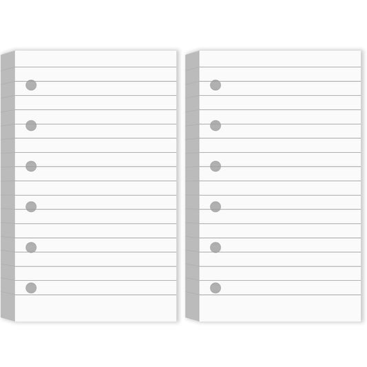 Ireer 200 Sheets Blank Lined Paper Refill for 3 X 5 Binders 6 Ring Memo White