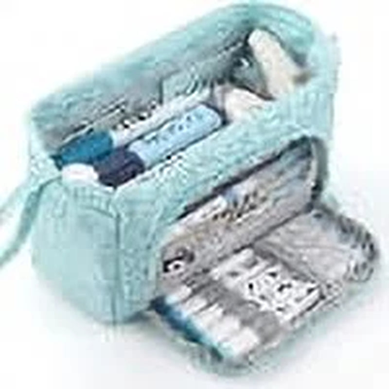 Large Capacity Pencil Case, Canvas, Blue