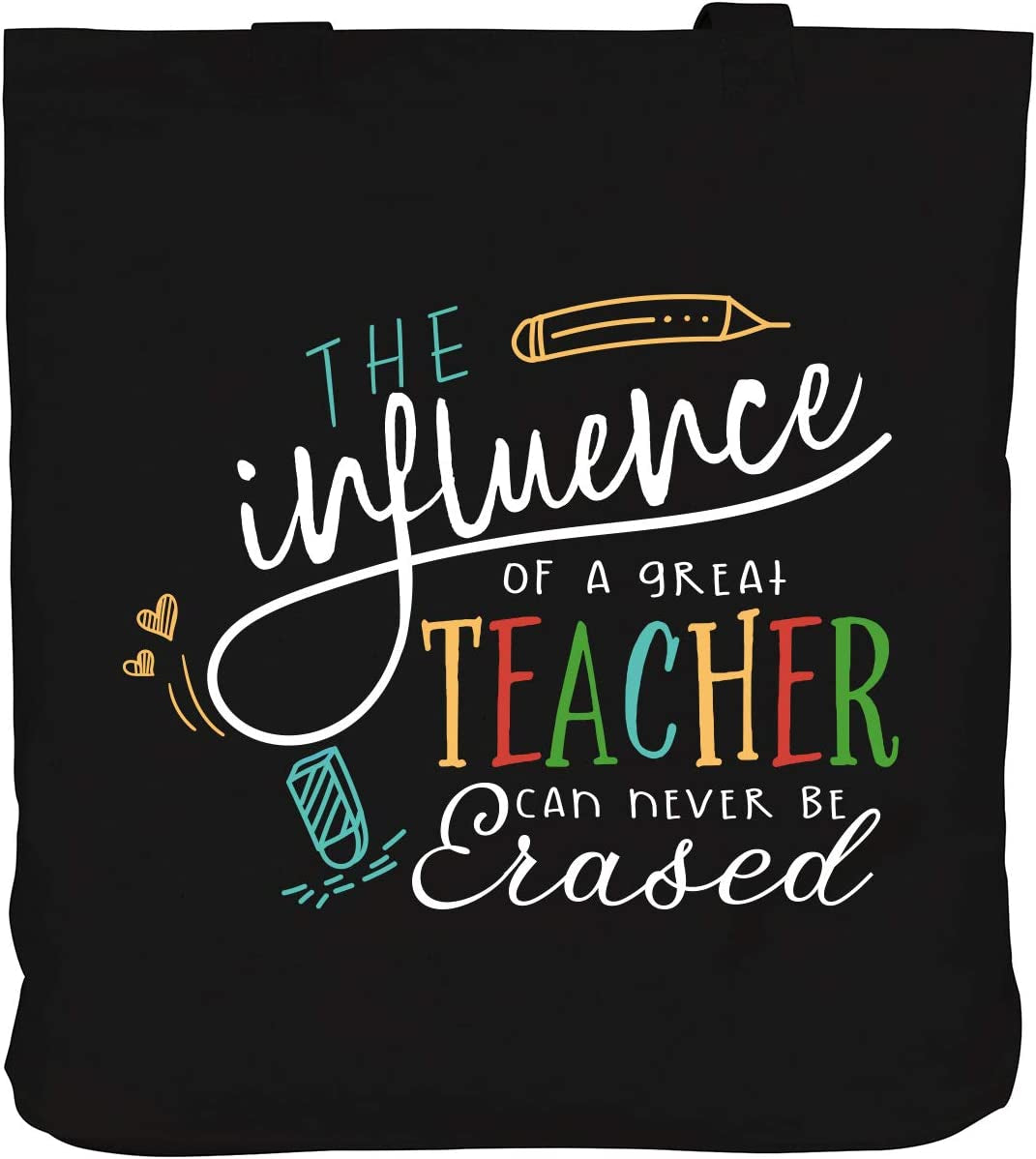 Teacher Gifts for Women Teacher Bag for Appreciation Week Valentines Day Birthday Graduation Christmas Thank You Black Cotton Canvas Tote Shoulder Bag with Interior Pocket