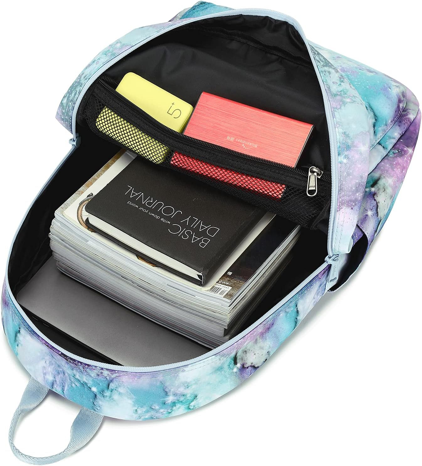 Lightweight Galaxy School Backpacks for Teen Girls Backpack with Lunch Bag (B Galaxy)