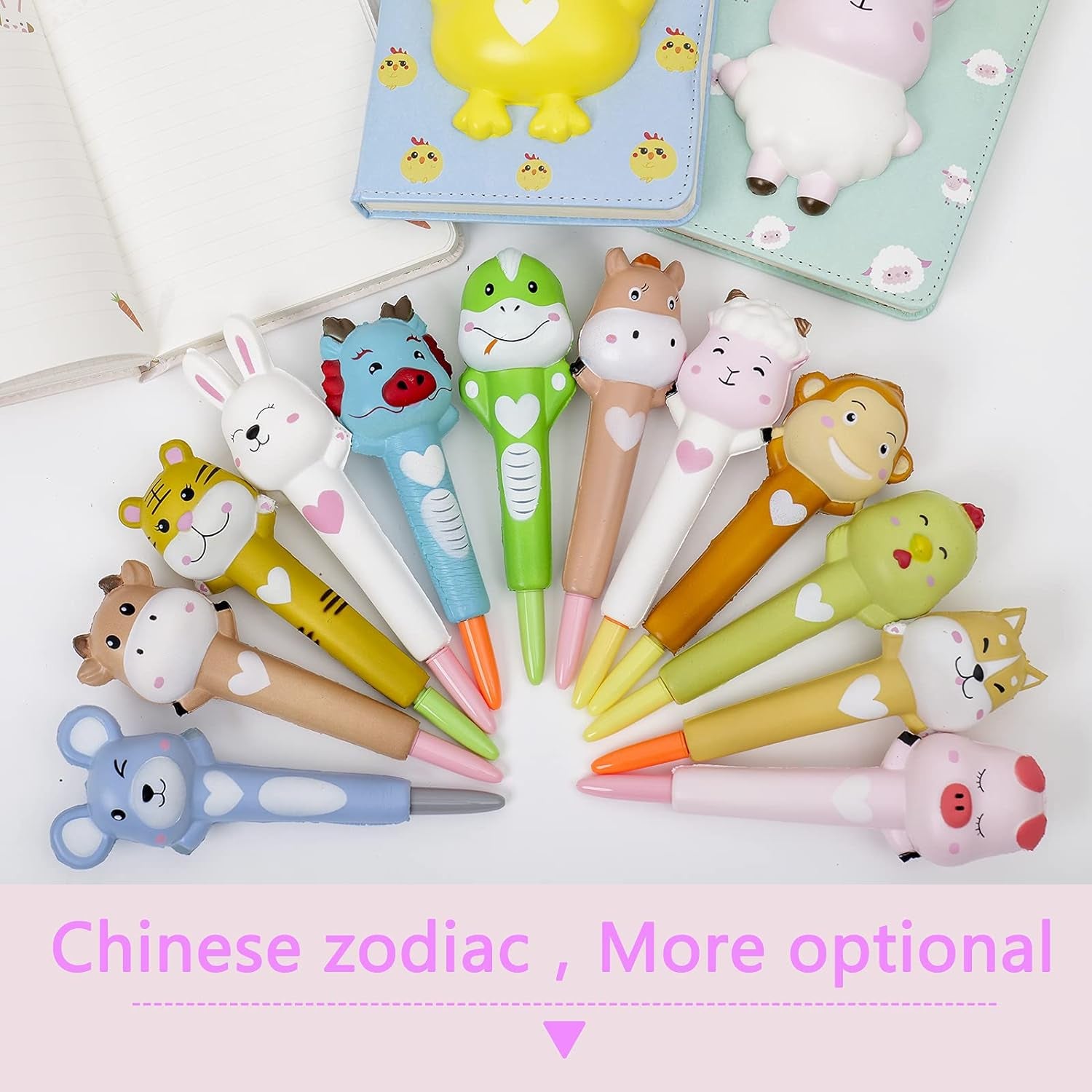 Notebook for Girls Notebooks with Squishy Animals Stress Relief Pen,Cute Decompression Journal for Women,Mouse Notebooks+One Pens