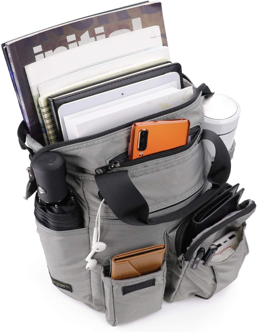 Business Crossbody Sling Messenger Bag Purse, Casual Daypack Shoulder Backpack Men Women, Chest Satchel for Hiking Travel (S, Grey)
