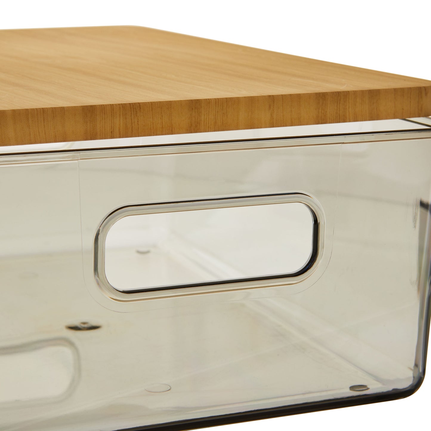 Organizational Storage Box with Woodgrain Pattern Lid, Silver Gray