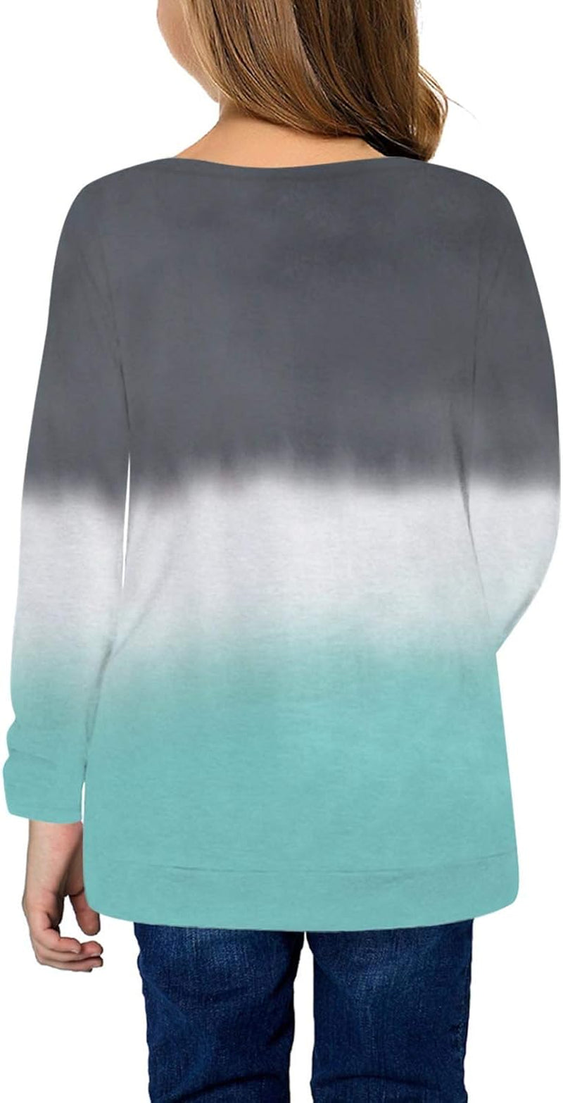 Girls Casual Tunic Tops Knot Front Long Sleeve Loose Soft Blouse T-Shirt Size 4-13