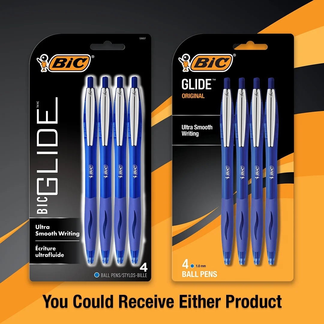 Glide Blue Retractable Ballpoint Pens, Medium Point, 1.0 Mm, Blue Ink, Pack of 4