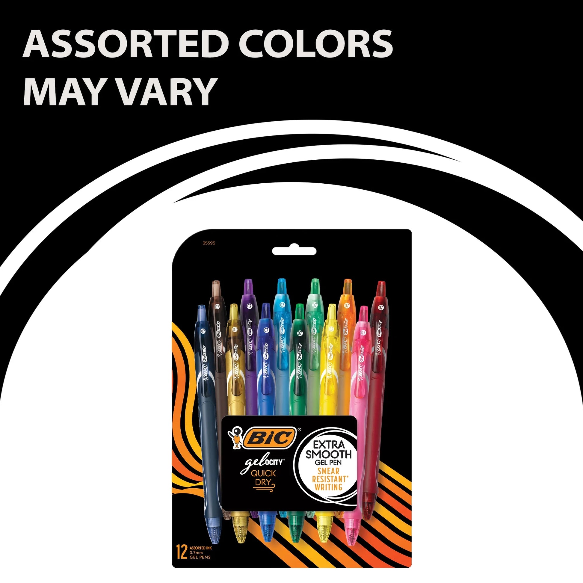 Gelocity Quick Dry Gel Pens, Medium Point (0.7Mm), Assorted Colors, 12-Count Pack