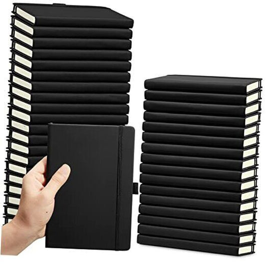Pack Pocket Notebook Journals A6 Mini Hardcover Journal PU Leather 40 Black