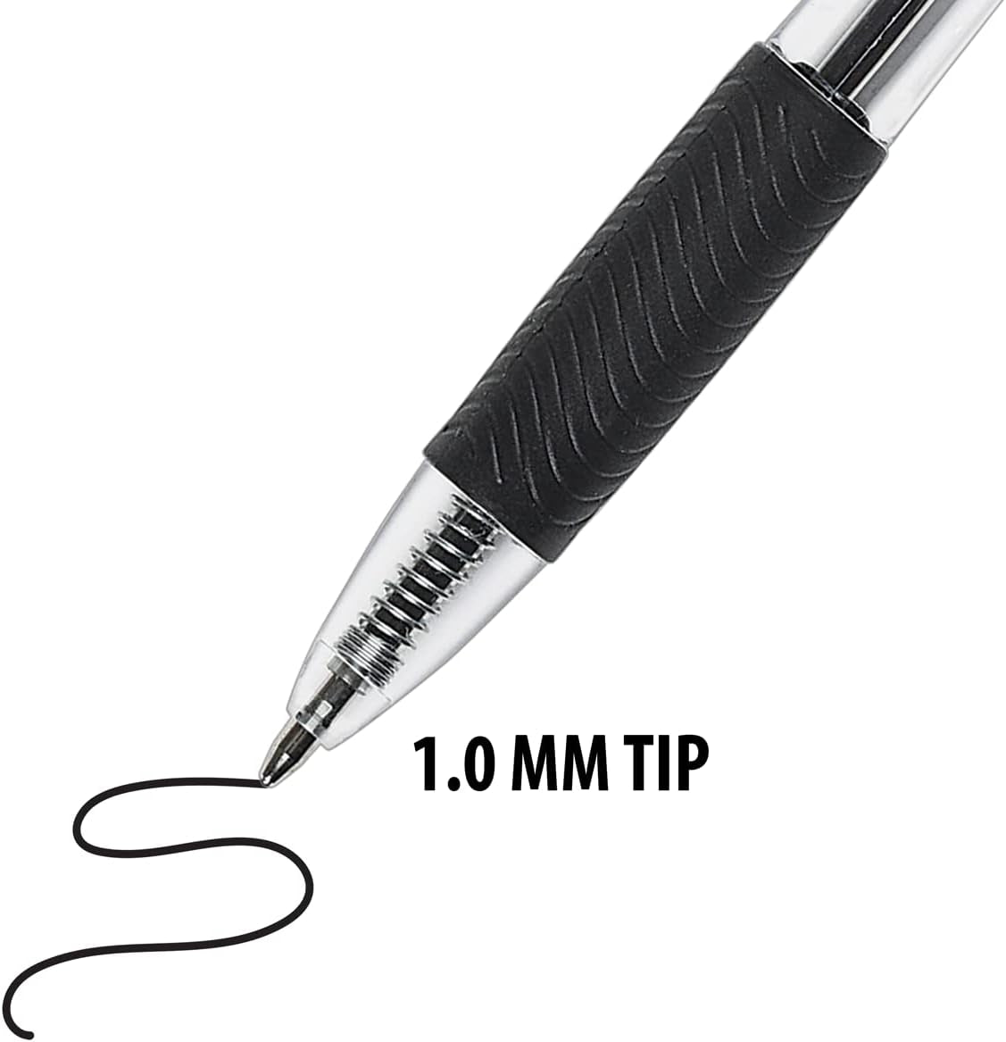 Clipclicks Retractable Ballpoint Pens - Bulk 1.0-Mm Medium-Point Pen Set with Comfort Grip for School, Office, Writing, and Journaling, 50 Count, Black