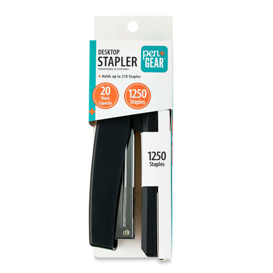 Pen + Gear 20-Sheet Desktop Stapler with 1250 Staples,Black,Manual