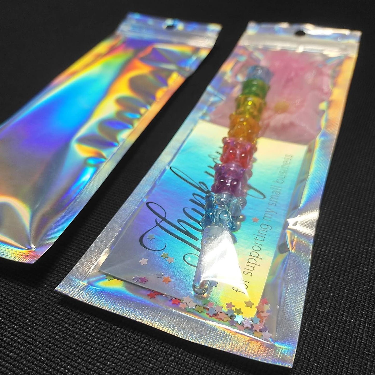 Resealable Foil Pouch Bag [100 PCS ] Great for Party Favor Food Storage (Holographic Color, 2.7 X 8.6 Inch)