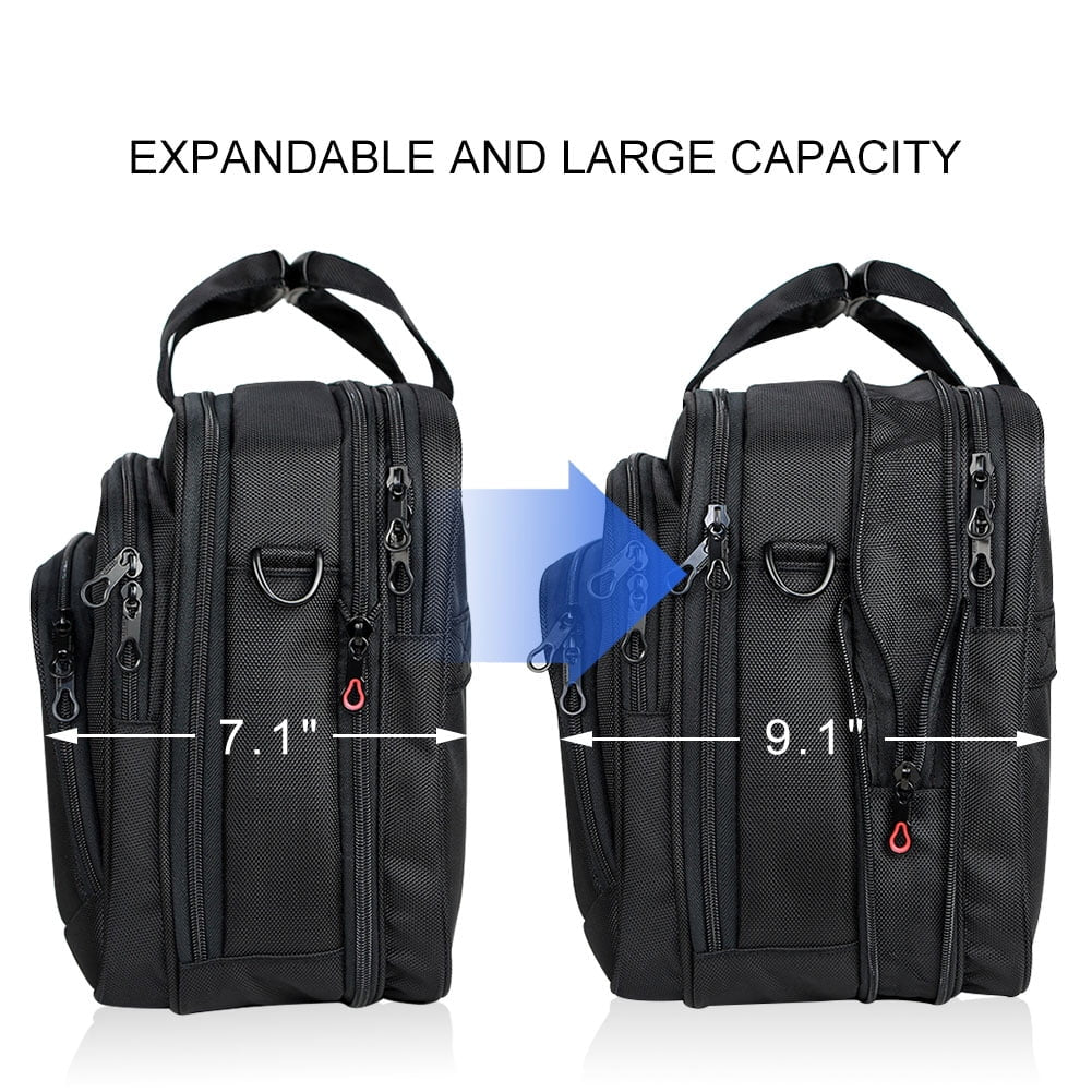 Laptop Bag for 17" Laptop Briefcase Water-Repellent Expandable Computer Bag Business Messenger Bag Shoulder Bag for School/Travel/Women/Men-Black