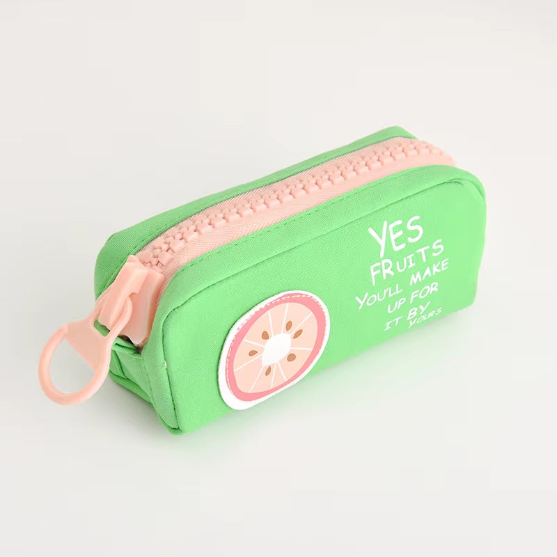 Big Zipper Fruit Pencil Bag Lemon Pineapple Canvas School Pencil Case Stationery Organizer Storage Bags for Pens Office A6628