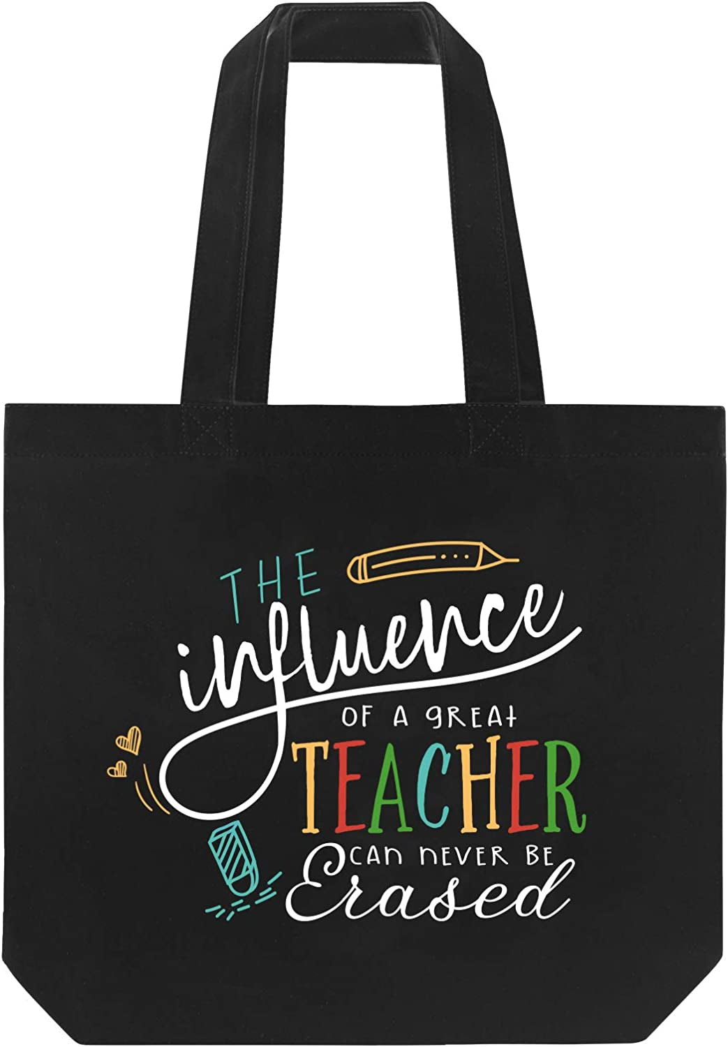 Teacher Gifts for Women Teacher Bag for Appreciation Week Valentines Day Birthday Graduation Christmas Thank You Black Cotton Canvas Tote Shoulder Bag with Interior Pocket