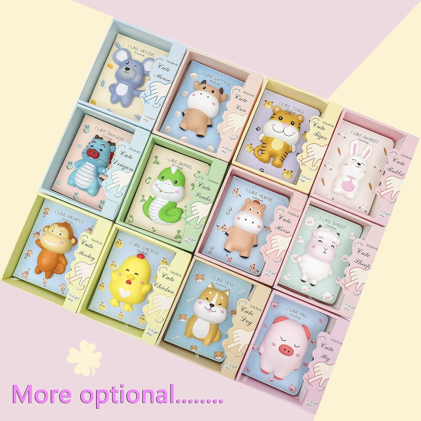 Notebook for Girls Notebooks with Squishy Animals Stress Relief Pen,Cute Decompression Journal for Women,Mouse Notebooks+One Pens