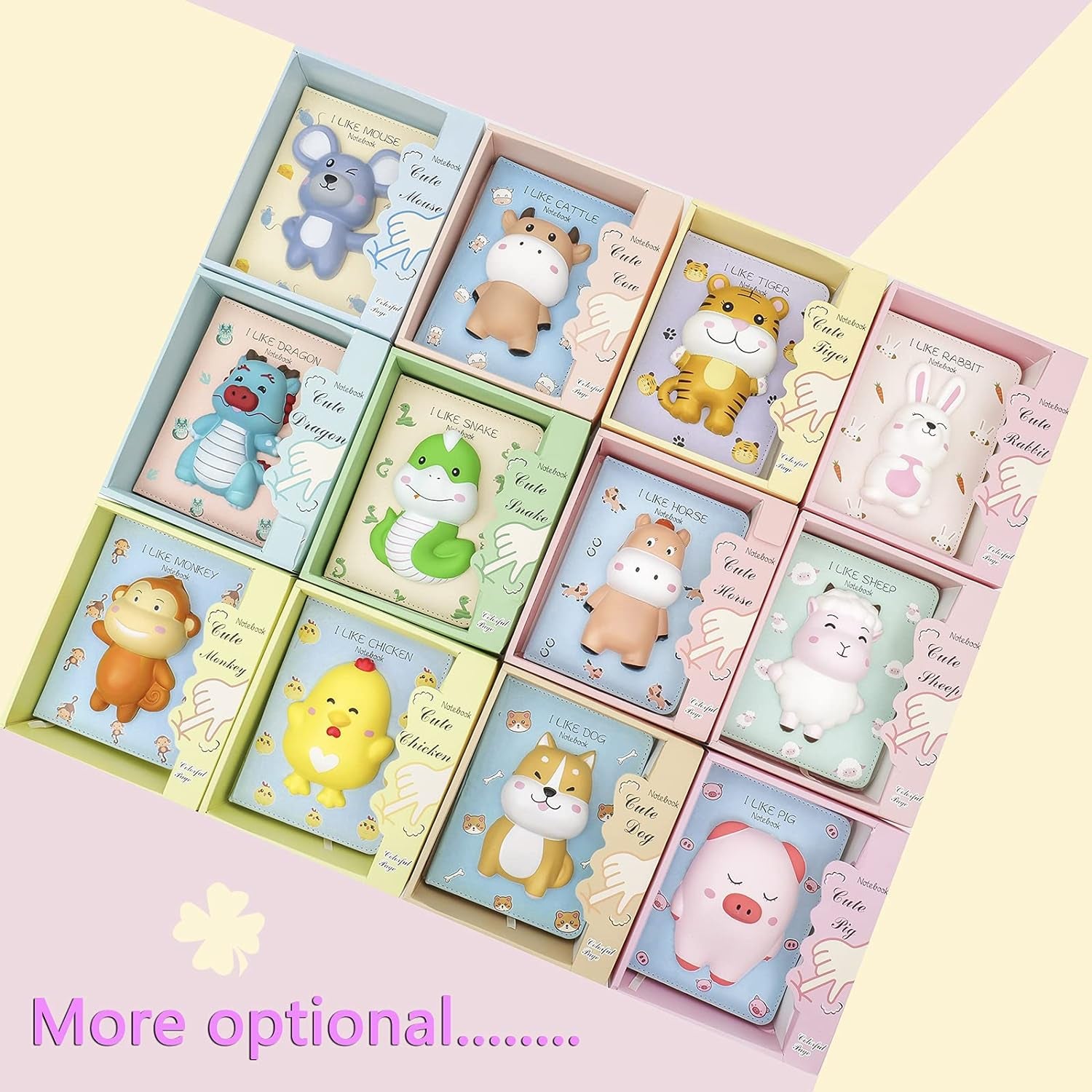 Notebook for Girls Notebooks with Squishy Animals Stress Relief Pen,Cute Decompression Journal for Women,Mouse Notebooks+One Pens