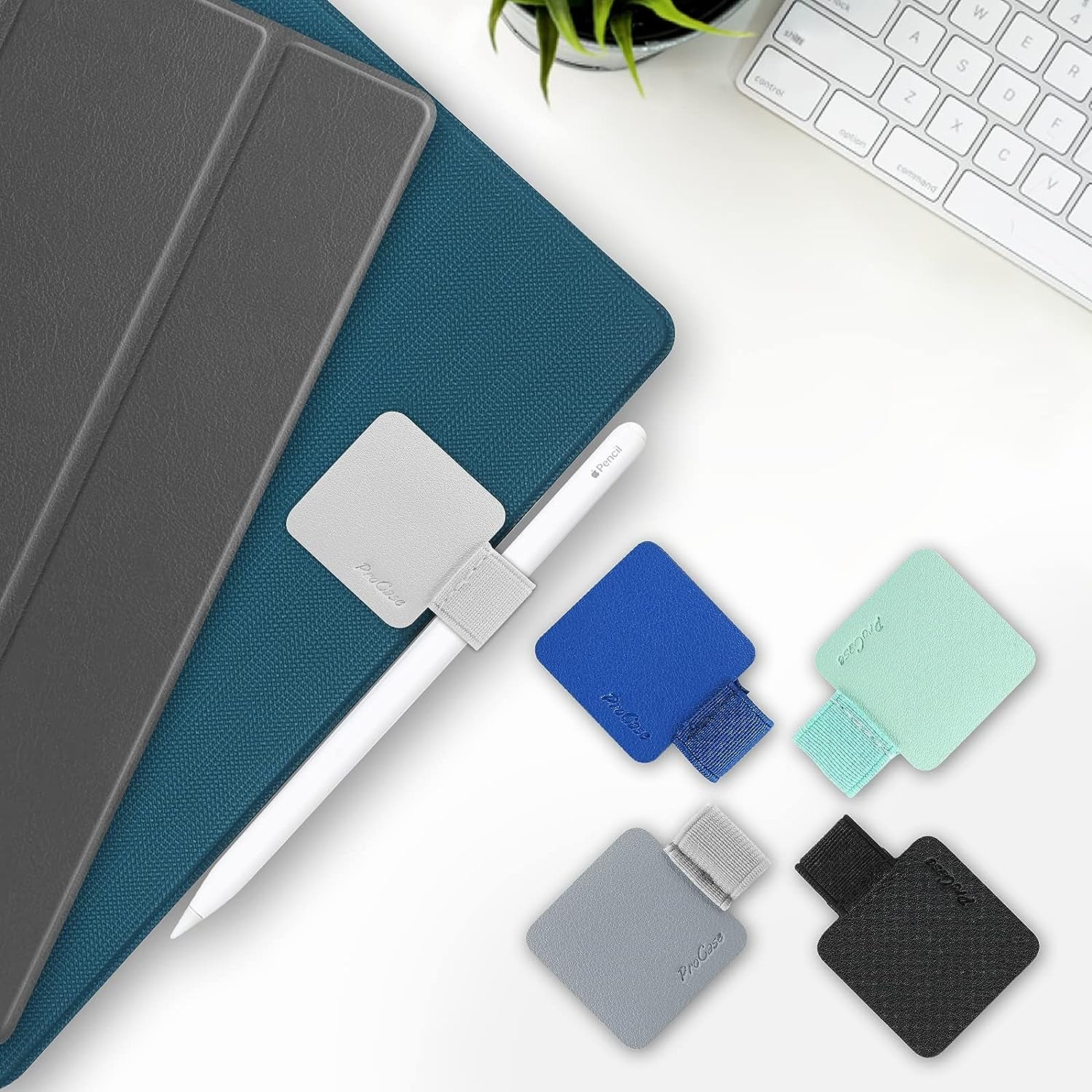 (5 Pack)  Pen Loop Holder for Notebooks Journals Planners Tablet Case, Self Adhesive Leather Pencil Holder with Elastic Loop for Pens, Apple Pencil, Stylus Pen -Assorted Colors