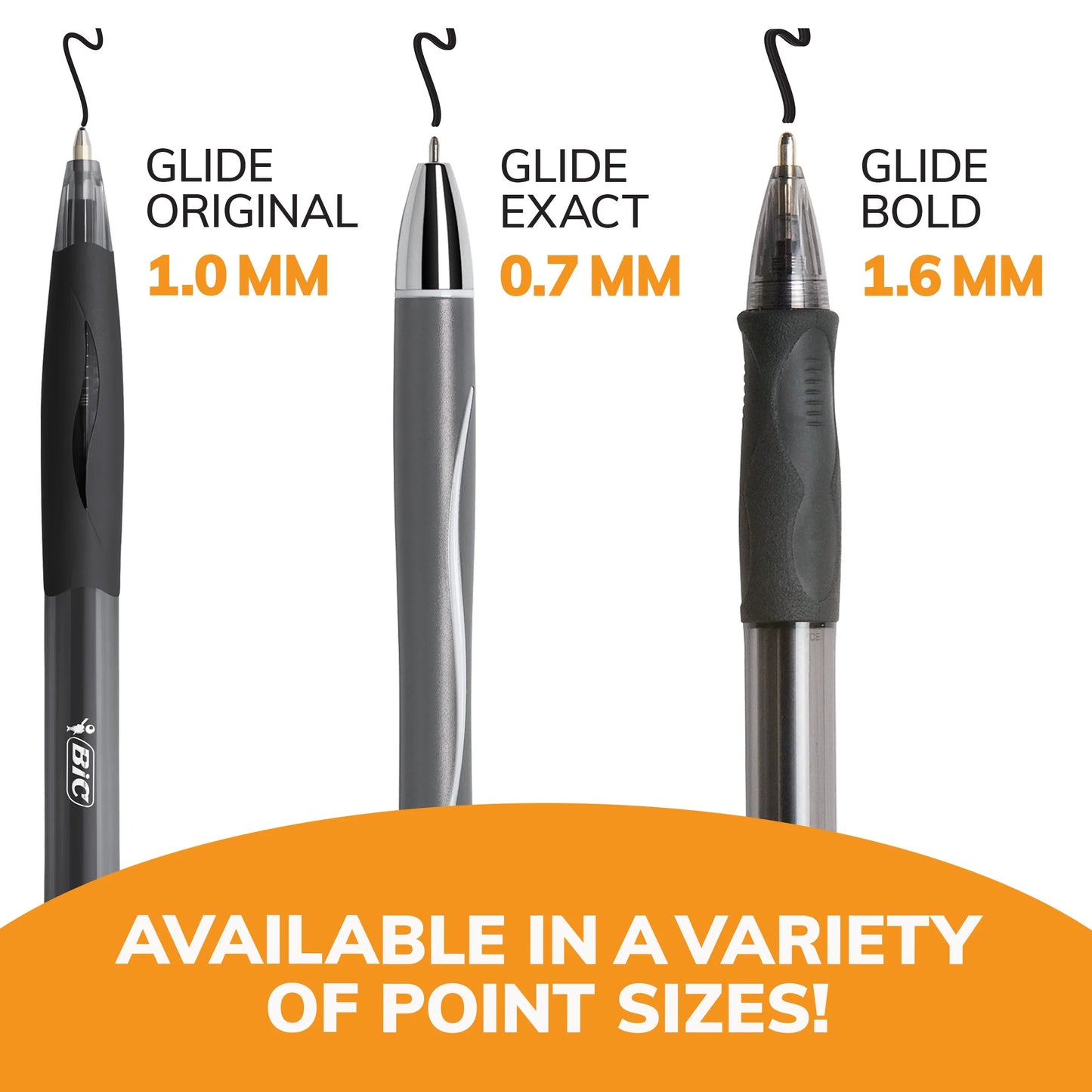 Glide Retractable Ballpoint Black Pens, Medium Point, 1.0 Mm, Black Ink, Pack of 4